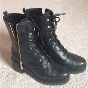 Michael Kors black combat boots size 8